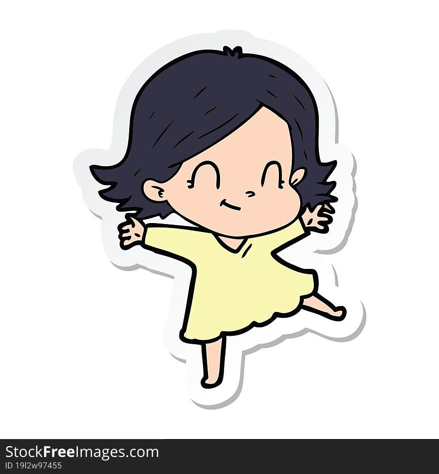 Sticker Of A Cartoon Friendly Girl