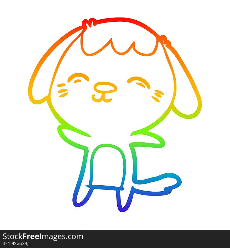 rainbow gradient line drawing of a happy cartoon dog