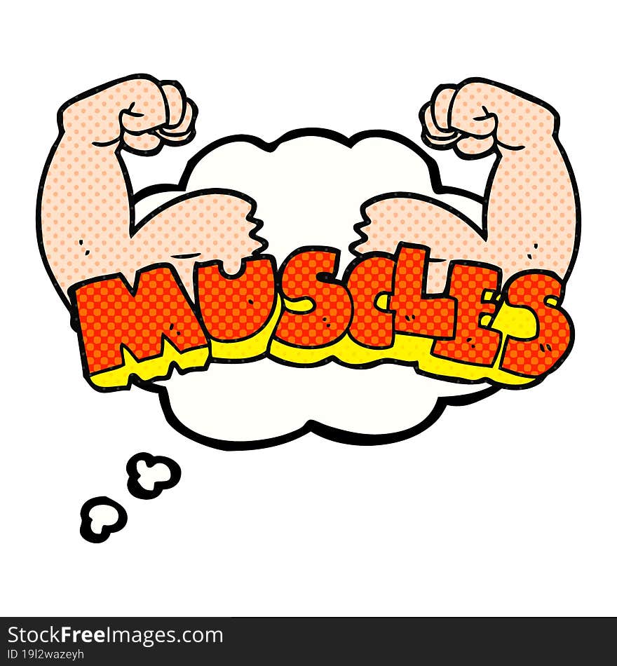 Thought Bubble Cartoon Muscles Symbol