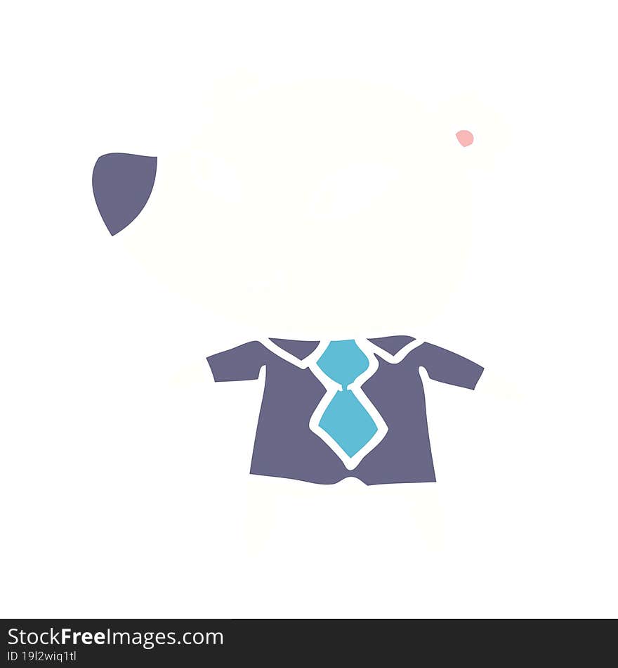 Polar Bear In Shirt And Tie Flat Color Style Cartoon