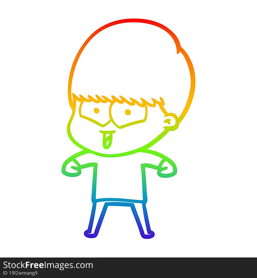 rainbow gradient line drawing cartoon happy boy