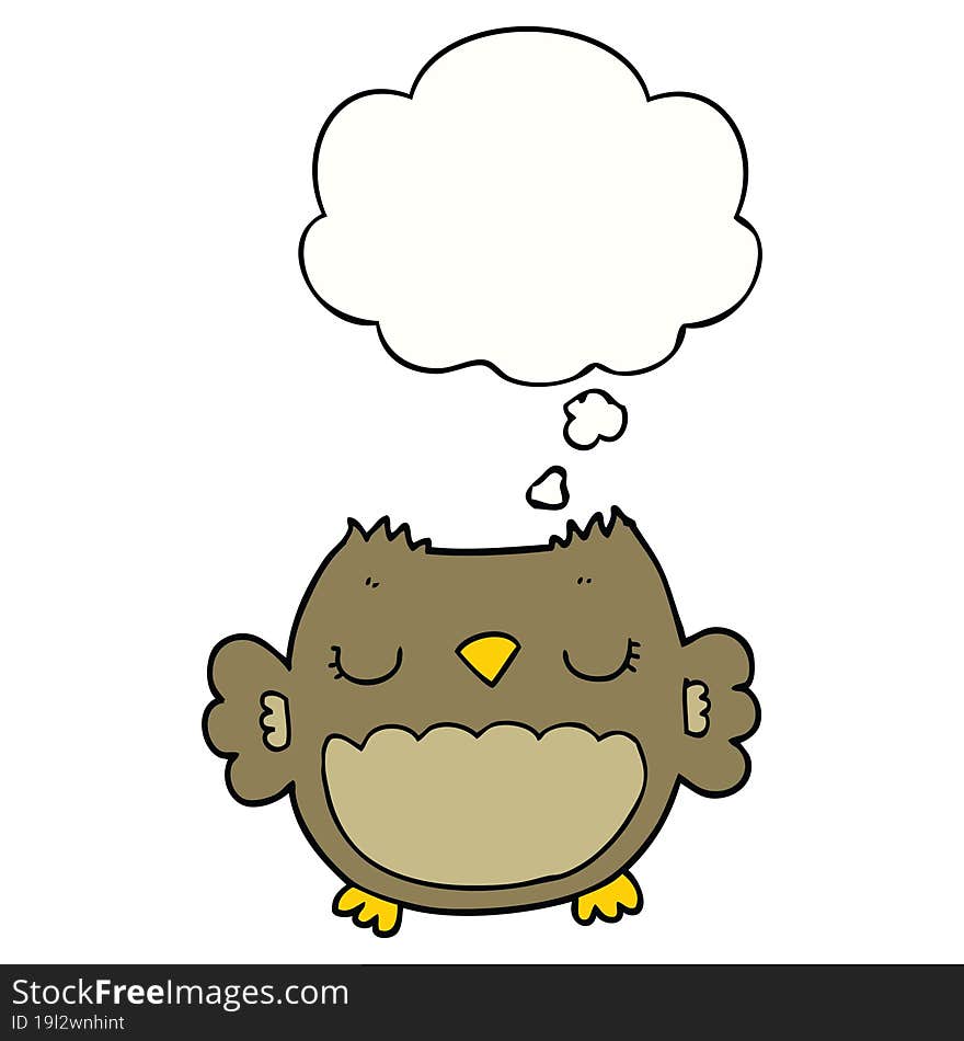 cute cartoon owl with thought bubble. cute cartoon owl with thought bubble