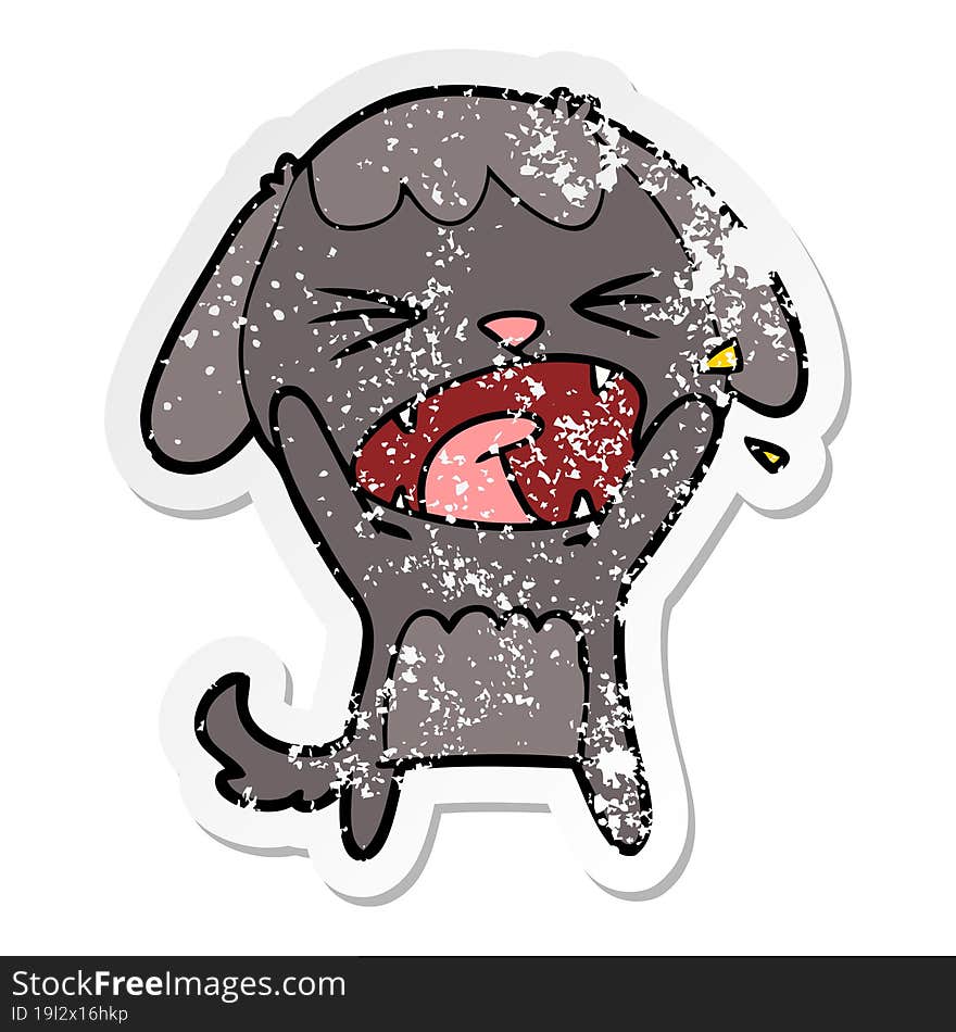 distressed sticker of a cute cartoon dog barking