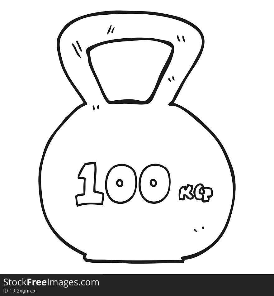 black and white cartoon 100kg kettle bell weight