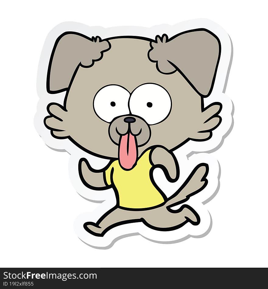 sticker of a cartoon dog with tongue sticking out