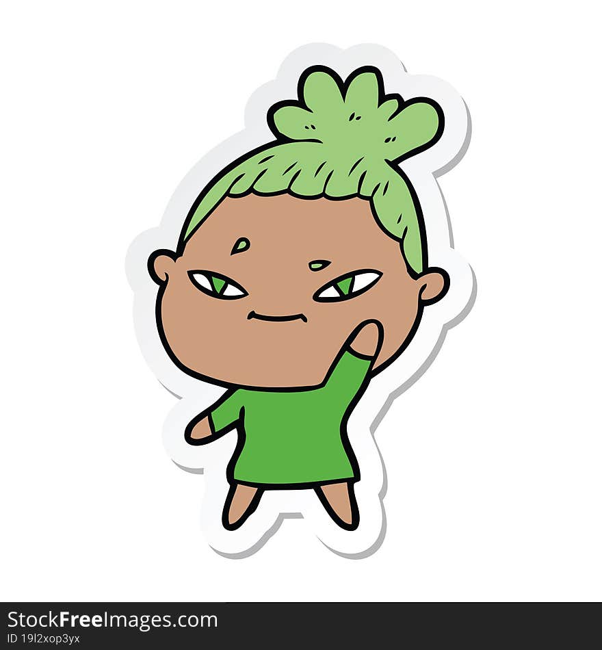 sticker of a cartoon woman