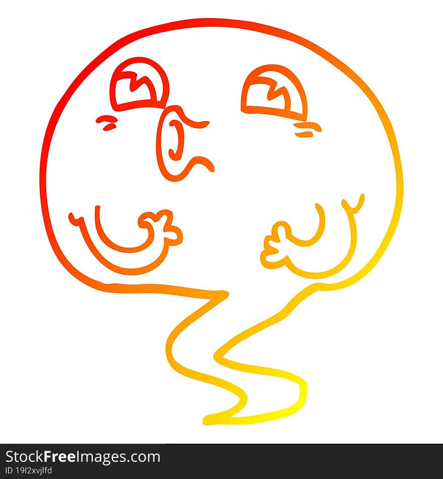 warm gradient line drawing cartoon ghost