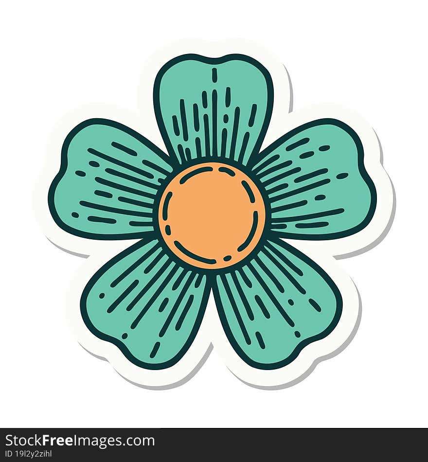 sticker of tattoo in traditional style of a flower. sticker of tattoo in traditional style of a flower