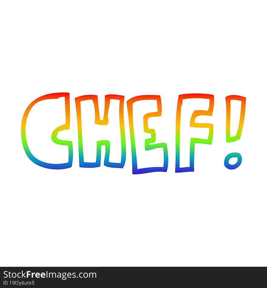 rainbow gradient line drawing cartoon word chef