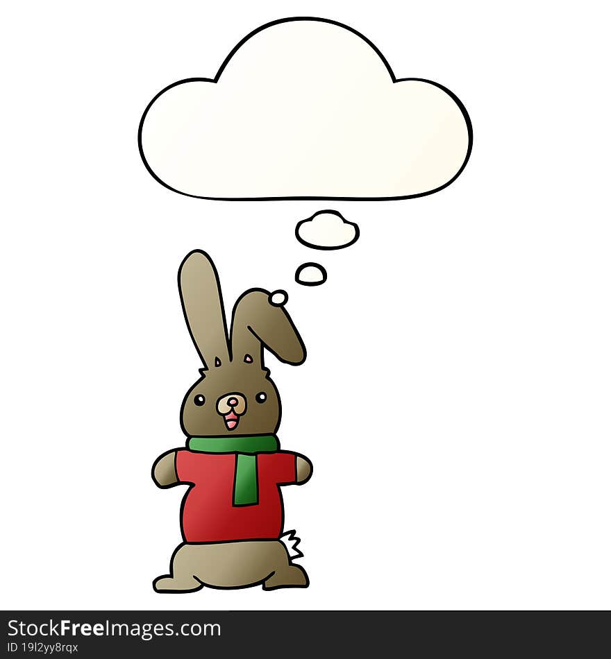 Cartoon Rabbit And Thought Bubble In Smooth Gradient Style