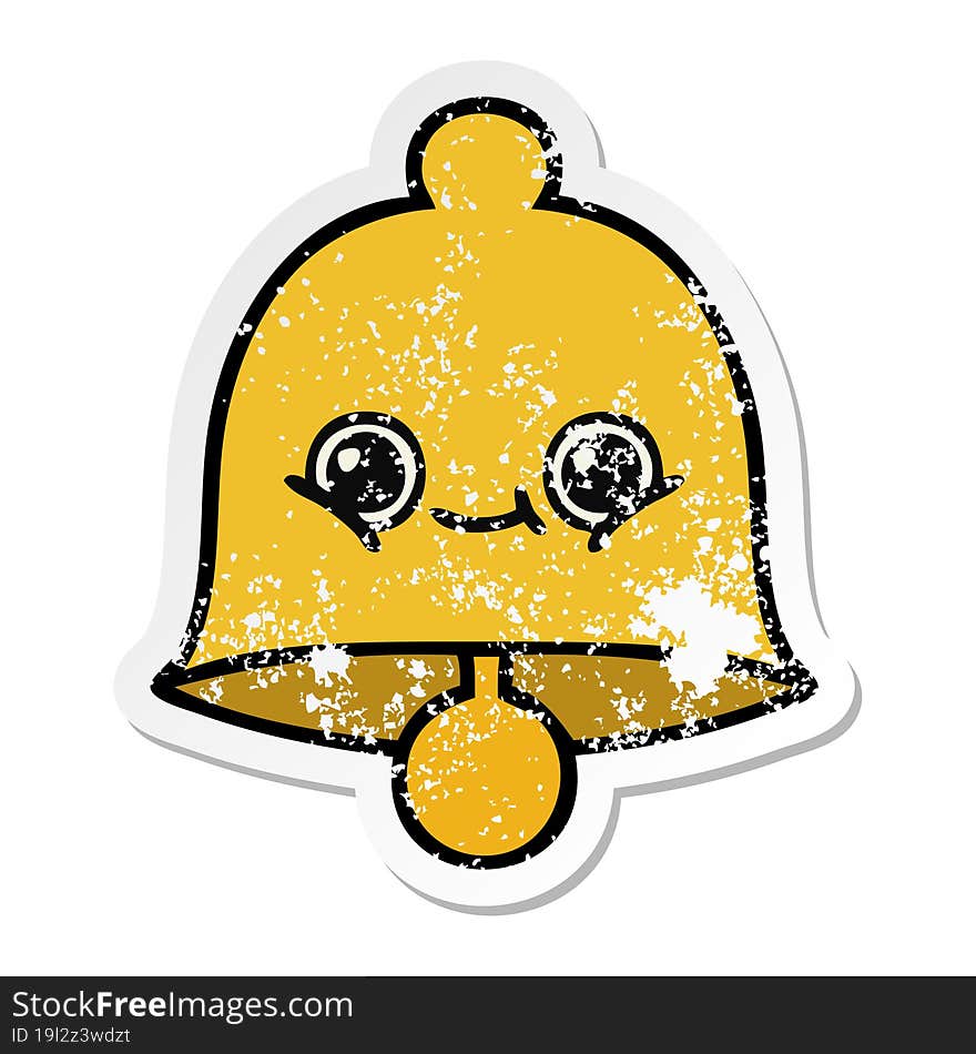 Distressed Sticker Of A Cute Cartoon Bell