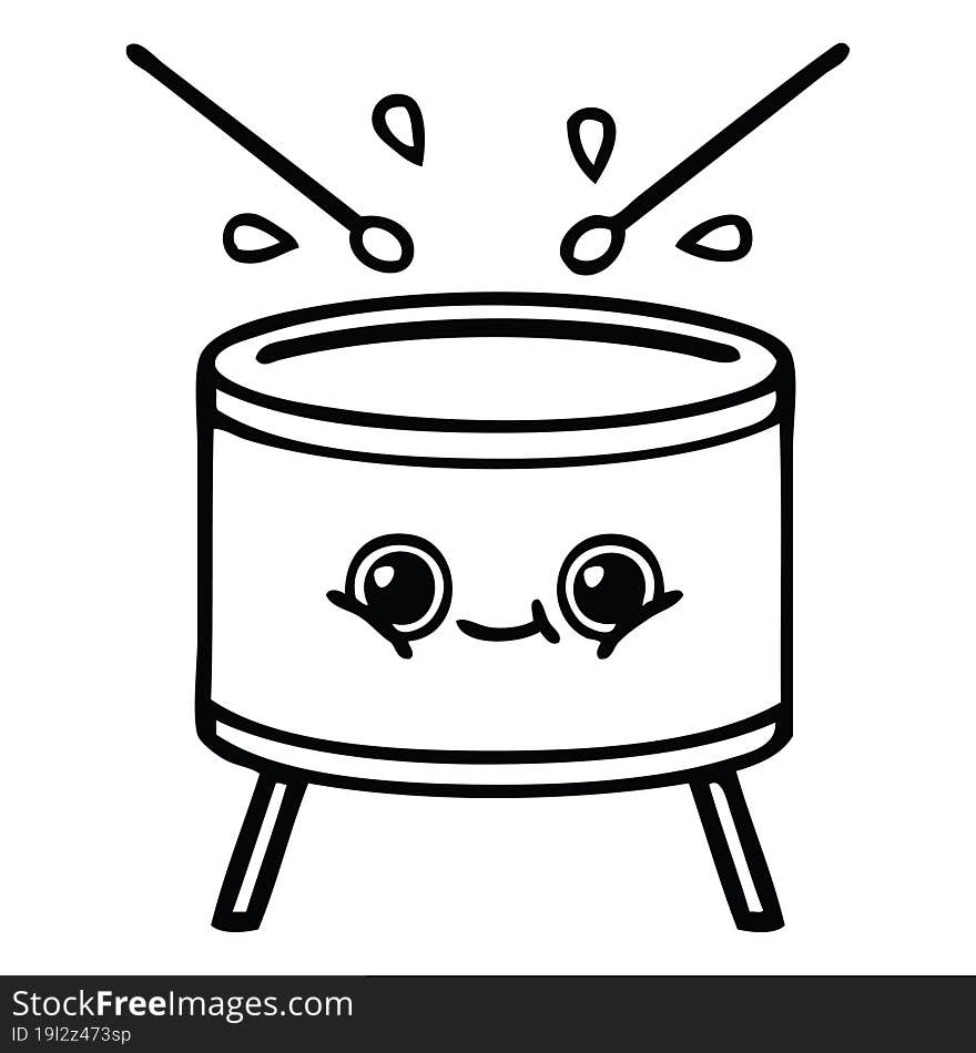 line drawing cartoon of a drum. line drawing cartoon of a drum