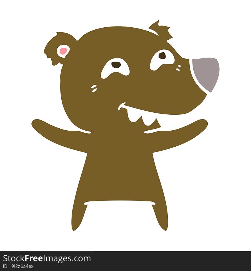 flat color style cartoon bear showing teeth