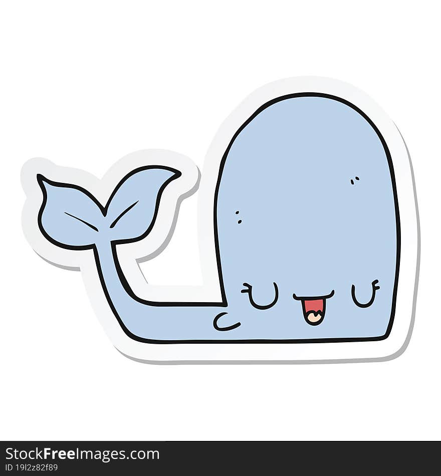 sticker of a cartoon happy whale