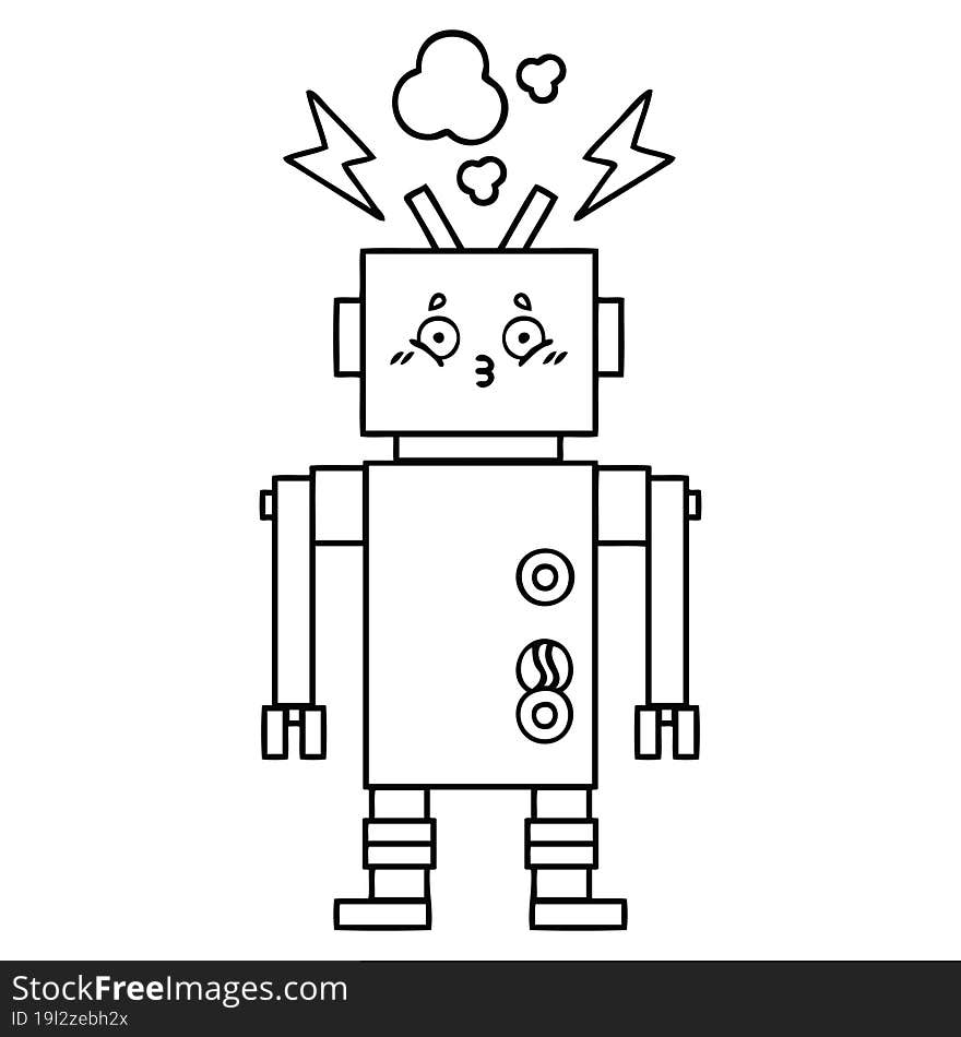 Line Drawing Cartoon Robot