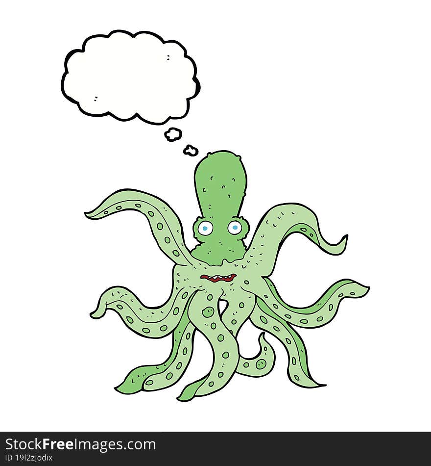 Cartoon Giant Octopus With Thought Bubble