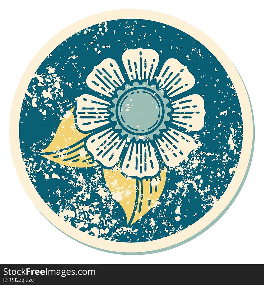 iconic distressed sticker tattoo style image of a flower. iconic distressed sticker tattoo style image of a flower