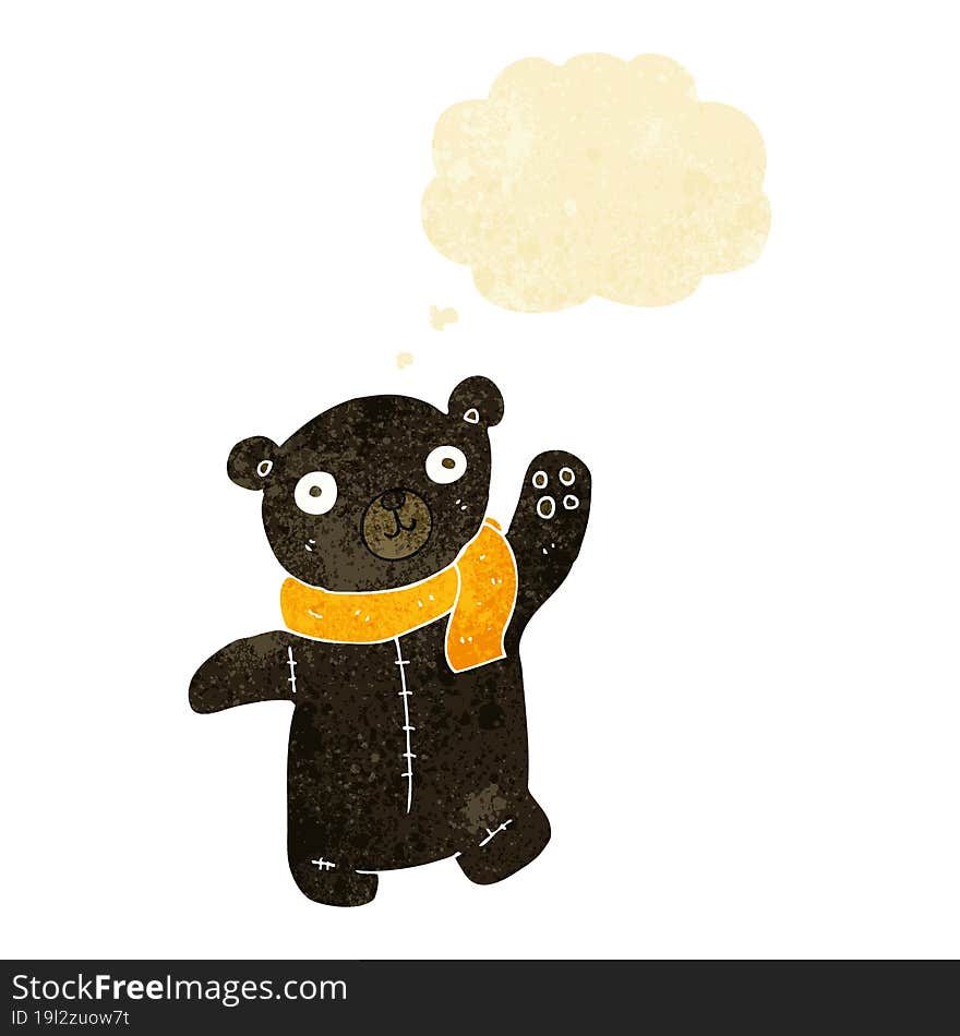 cute cartoon black teddy bear with thought bubble