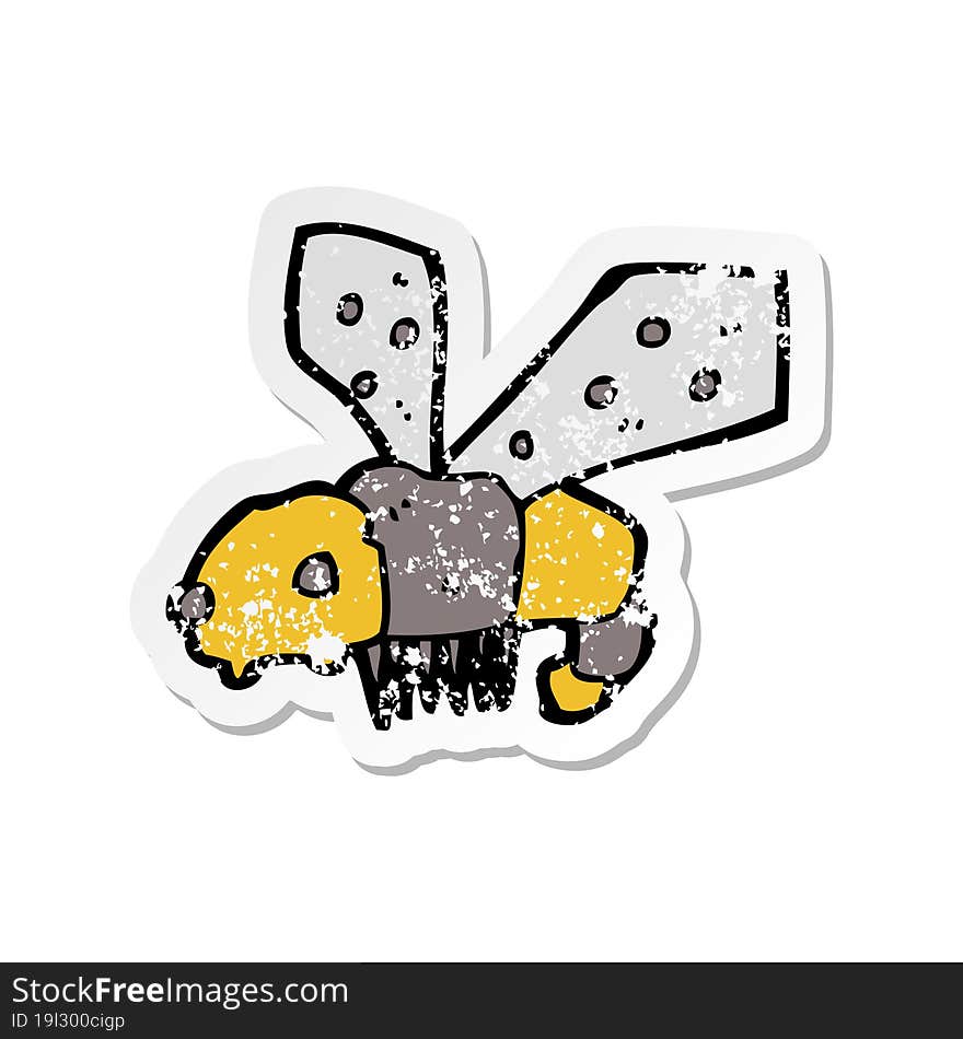 retro distressed sticker of a cartoon bee