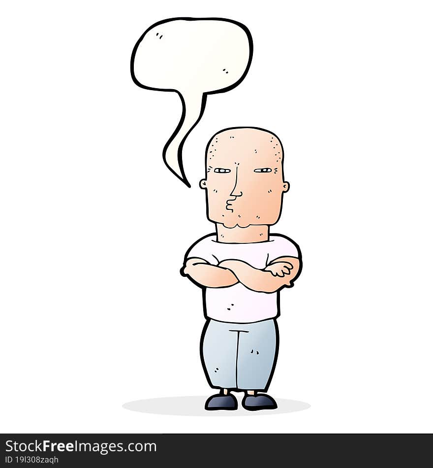 Cartoon Tough Guy With Speech Bubble