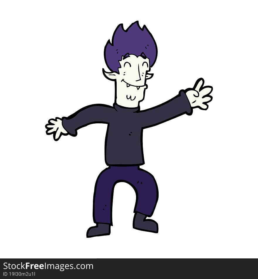 cartoon happy vampire man