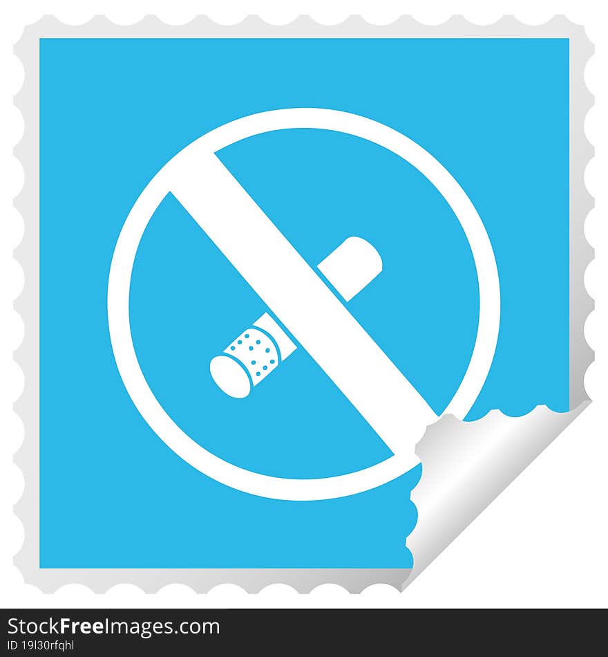 Square Peeling Sticker Cartoon No Smoking Allowed Sign