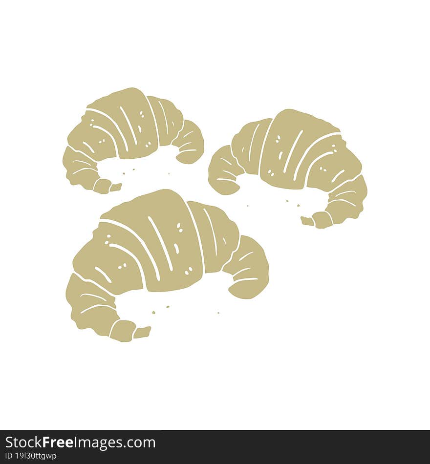 flat color illustration of a cartoon croissants