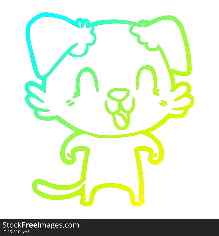 cold gradient line drawing of a laughing cartoon dog