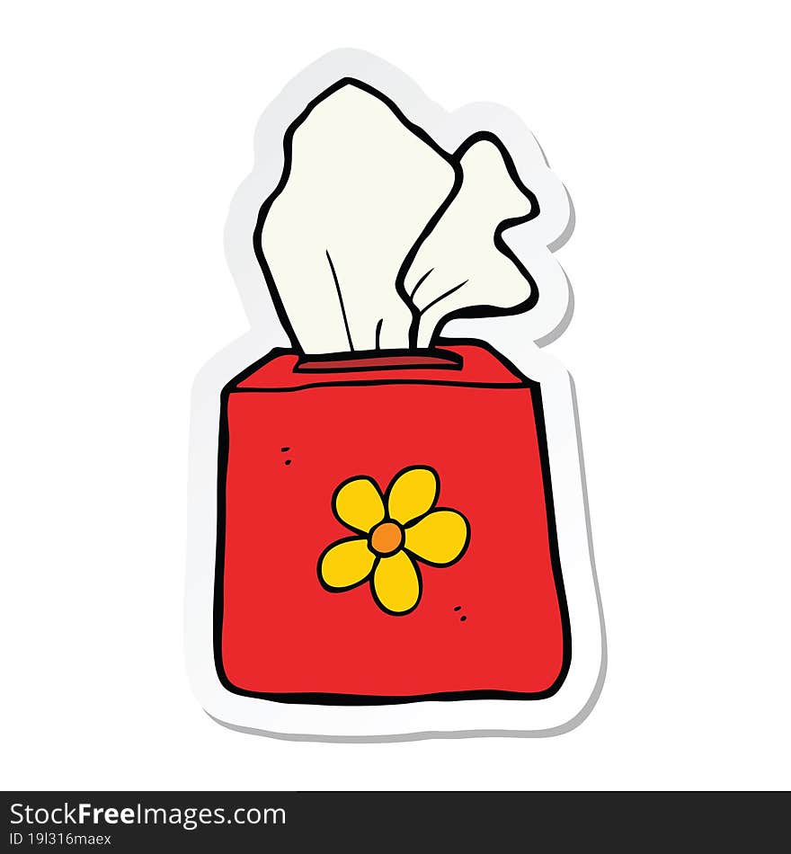 sticker of a cartoon tissue box