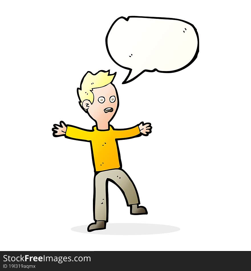 Cartoon Startled Boy With Speech Bubble