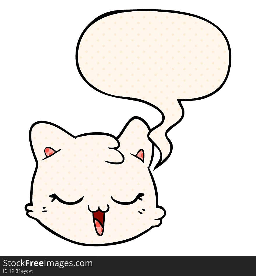 Cartoon Cat Face And Speech Bubble In Comic Book Style