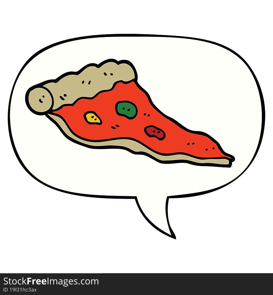 cartoon pizza and speech bubble