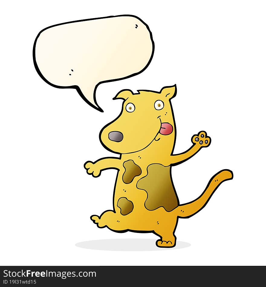 cartoon happy dog with speech bubble