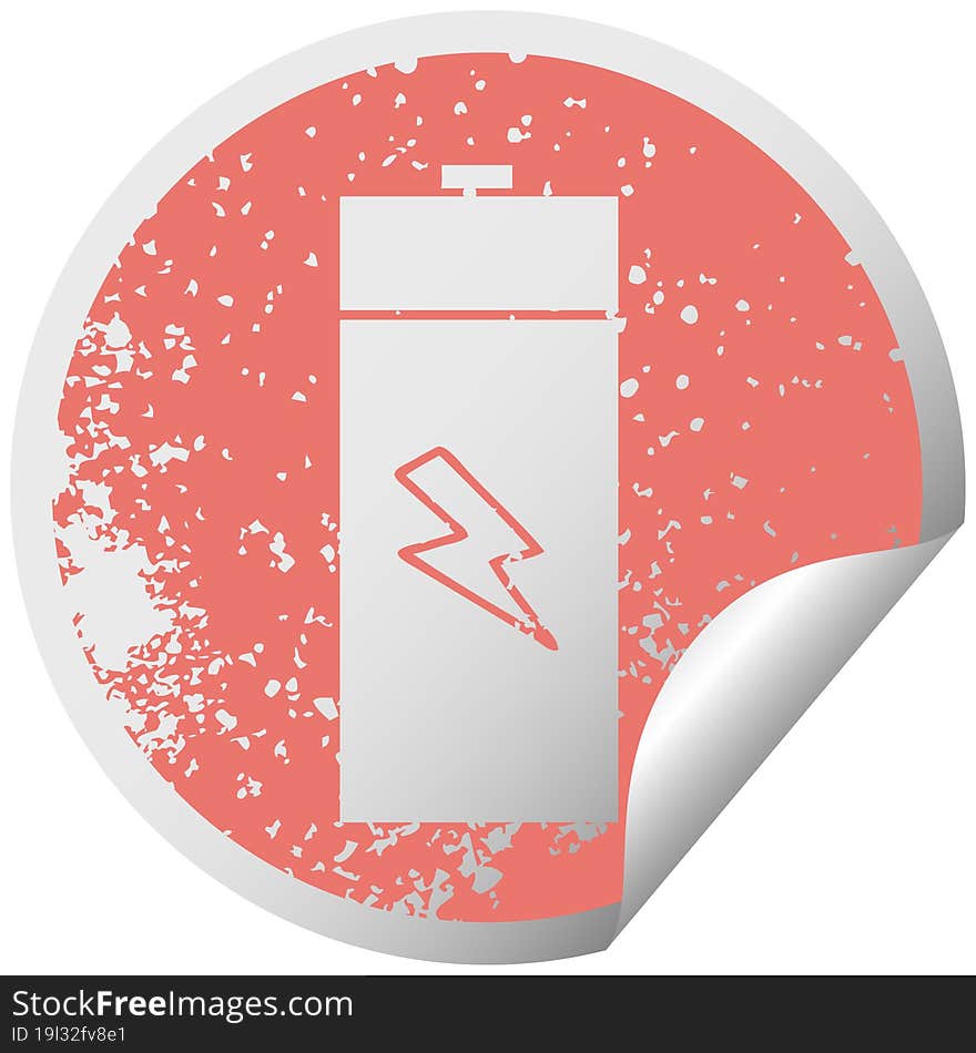 distressed circular peeling sticker symbol electrical battery