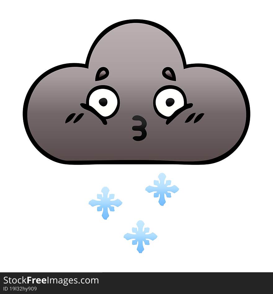 gradient shaded cartoon storm snow cloud