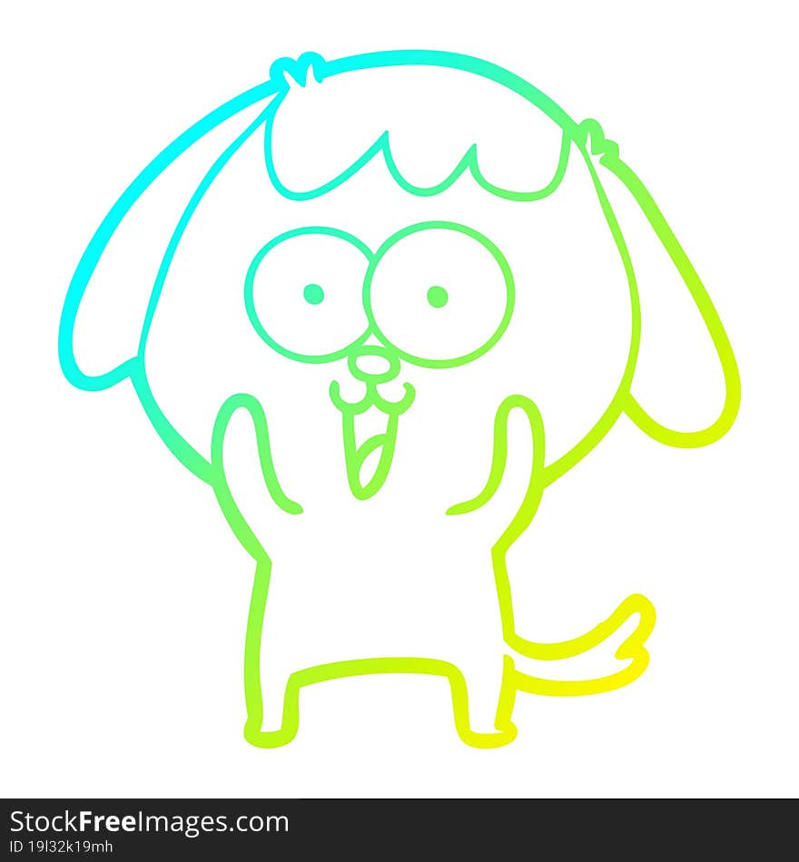 Cold Gradient Line Drawing Cute Cartoon Dog