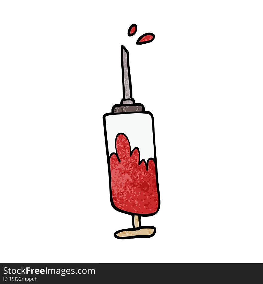 cartoon doodle needle full of blood