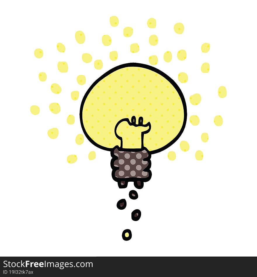 comic book style cartoon shining light bulb