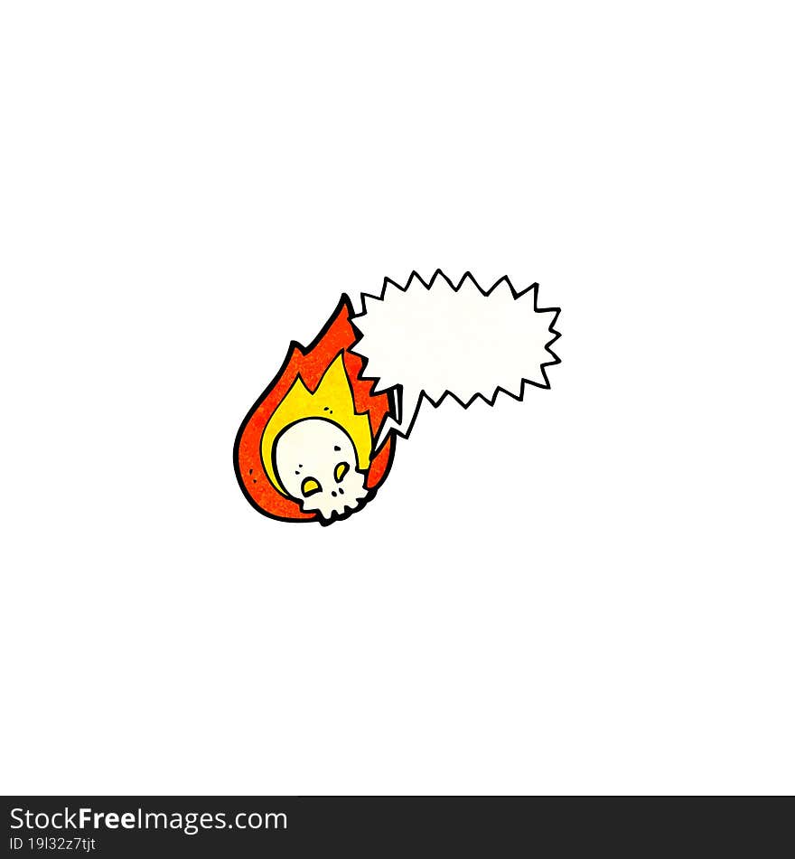 cartoon flaming skull