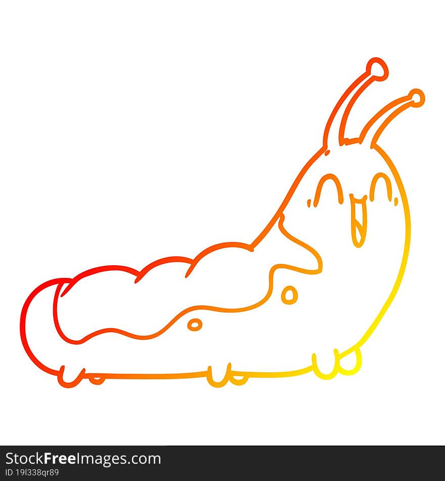 warm gradient line drawing funny cartoon caterpillar