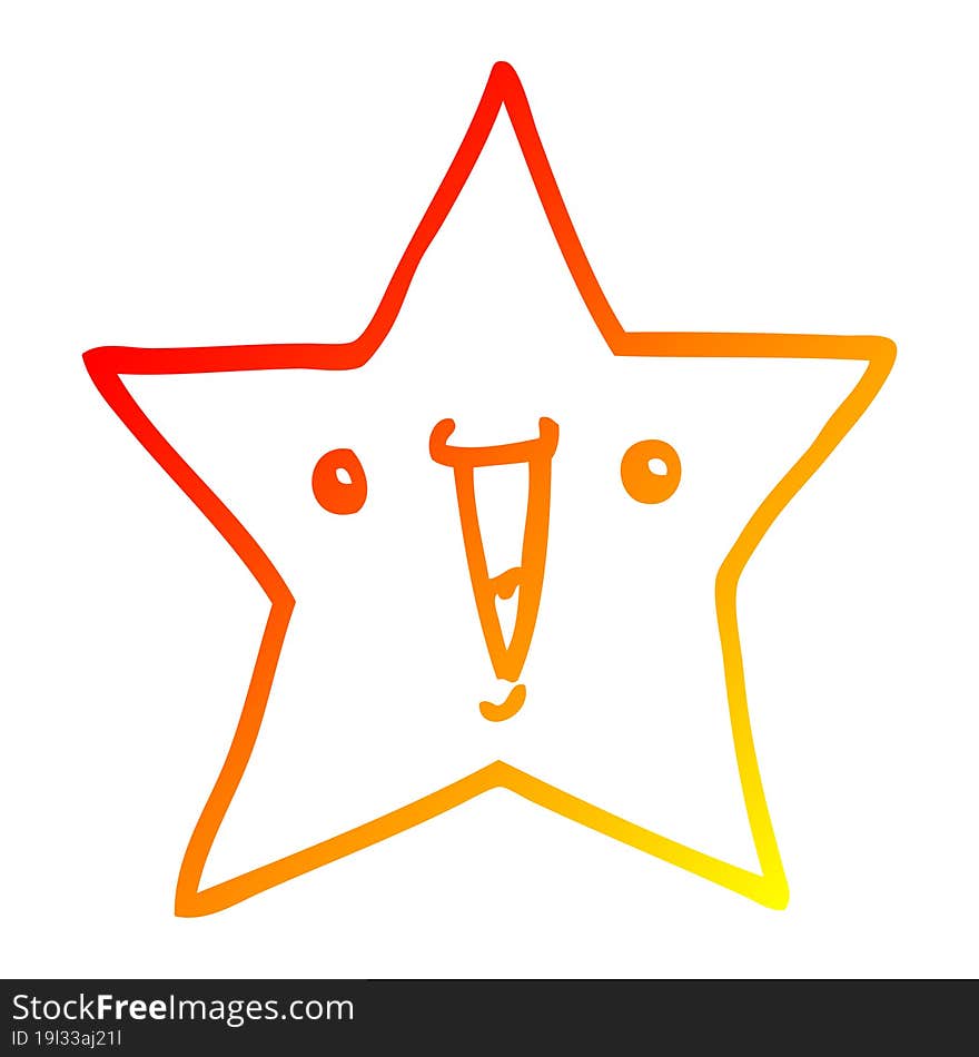 Warm Gradient Line Drawing Cartoon Star