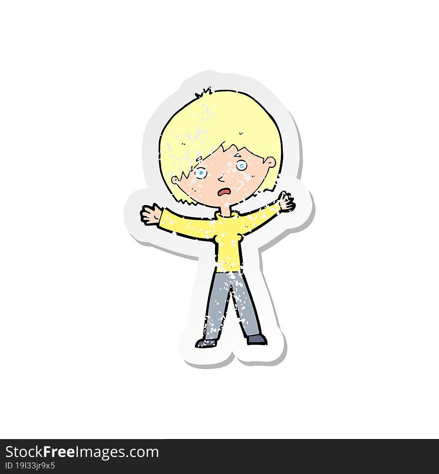 retro distressed sticker of a cartoon worried woman