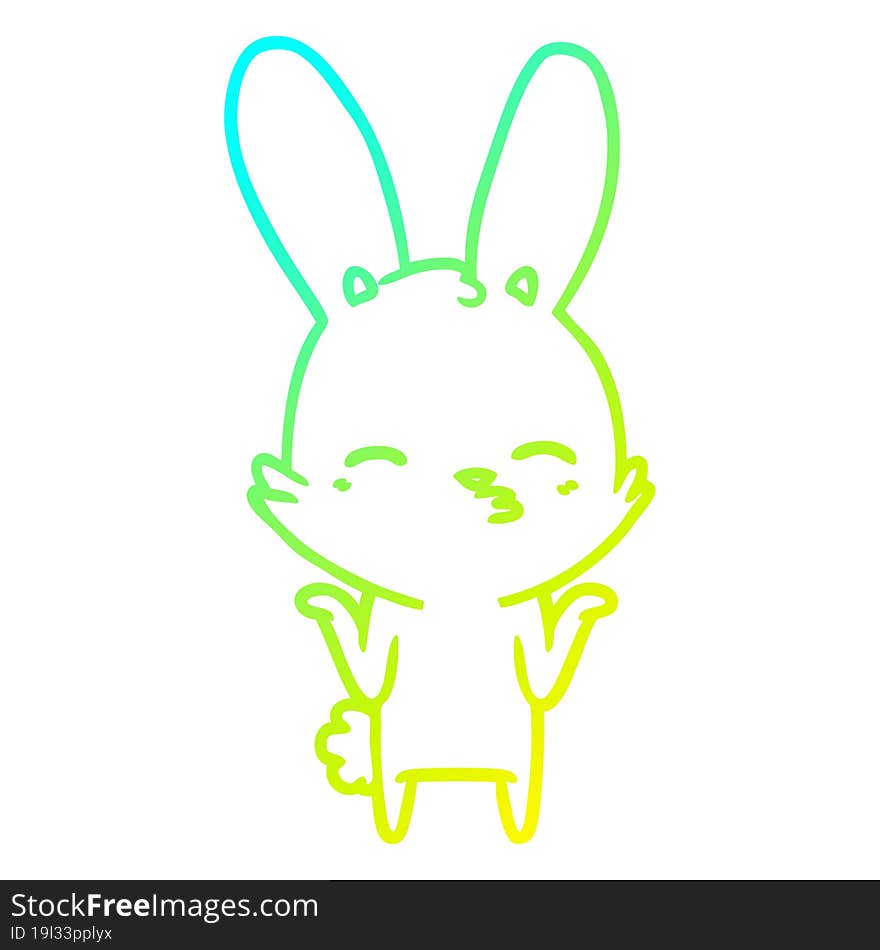 Cold Gradient Line Drawing Curious Bunny Cartoon