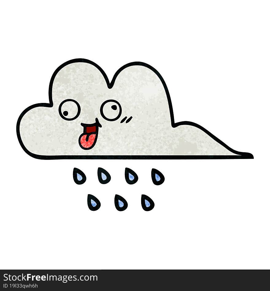 Retro Grunge Texture Cartoon Rain Cloud