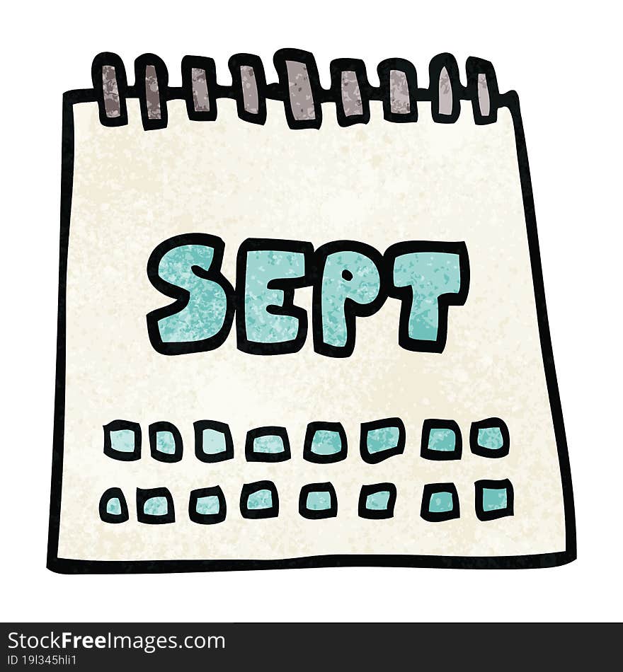 Cartoon Doodle Calendar Showing Month Of September