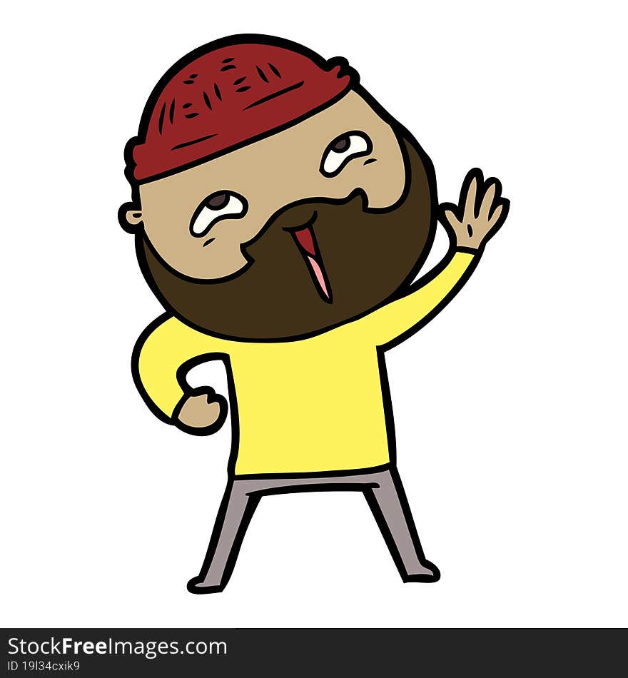 cartoon happy bearded man. cartoon happy bearded man