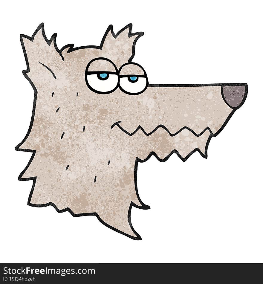 freehand textured cartoon wolf head