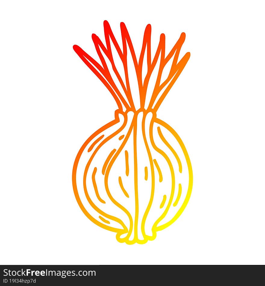 warm gradient line drawing of a cartoon sprouting onion