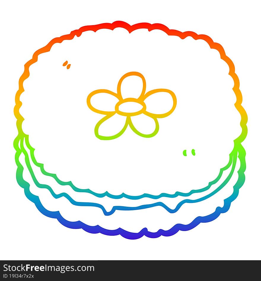 rainbow gradient line drawing cartoon biscuit