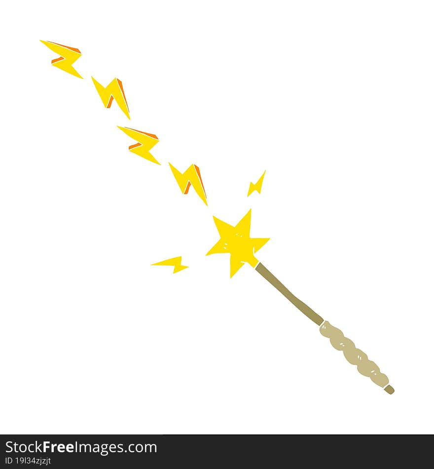 flat color illustration of magic wand. flat color illustration of magic wand